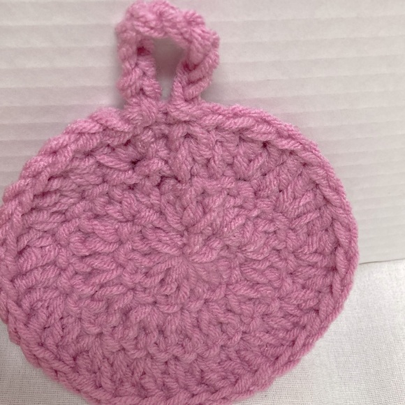 CHERRY BLOSSOM Soap with Crochet Scrubbie Washcloth Gift Set 5 inch Round - Picture 4 of 9